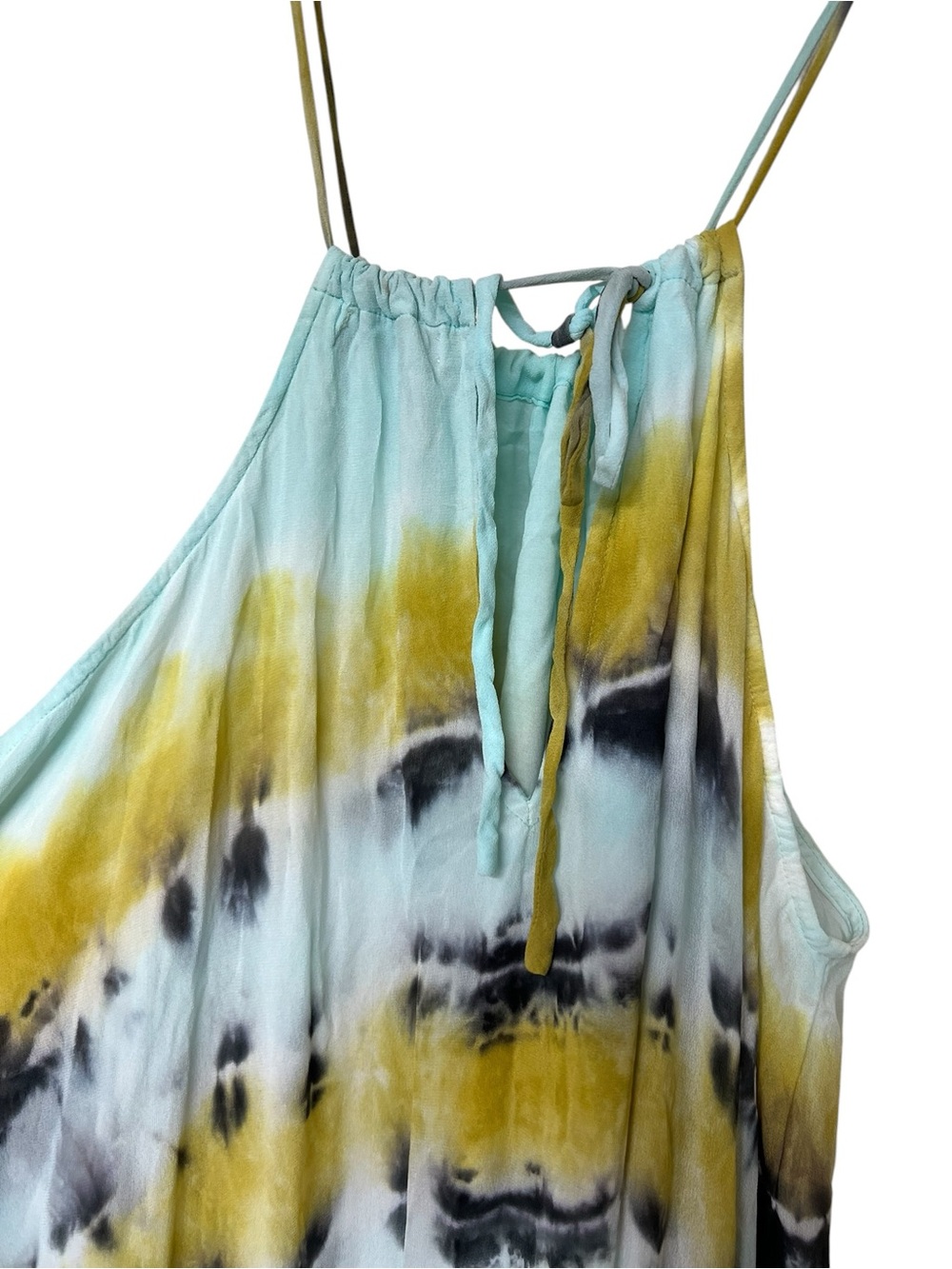 Young Fabulous & Broke Elie trapeze halter dress tie dye yellow black blue boho - Picture 10 of 13